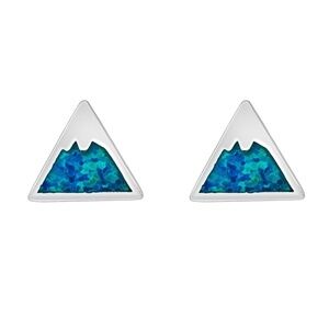 Sterling Silver Blue Opal Mountain Range Stud Earrings